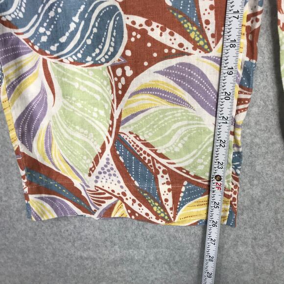 C&C California Pants Womens Medium Linen Wide Leg Crop Flowy High Rise Tropical - Picture 7 of 11